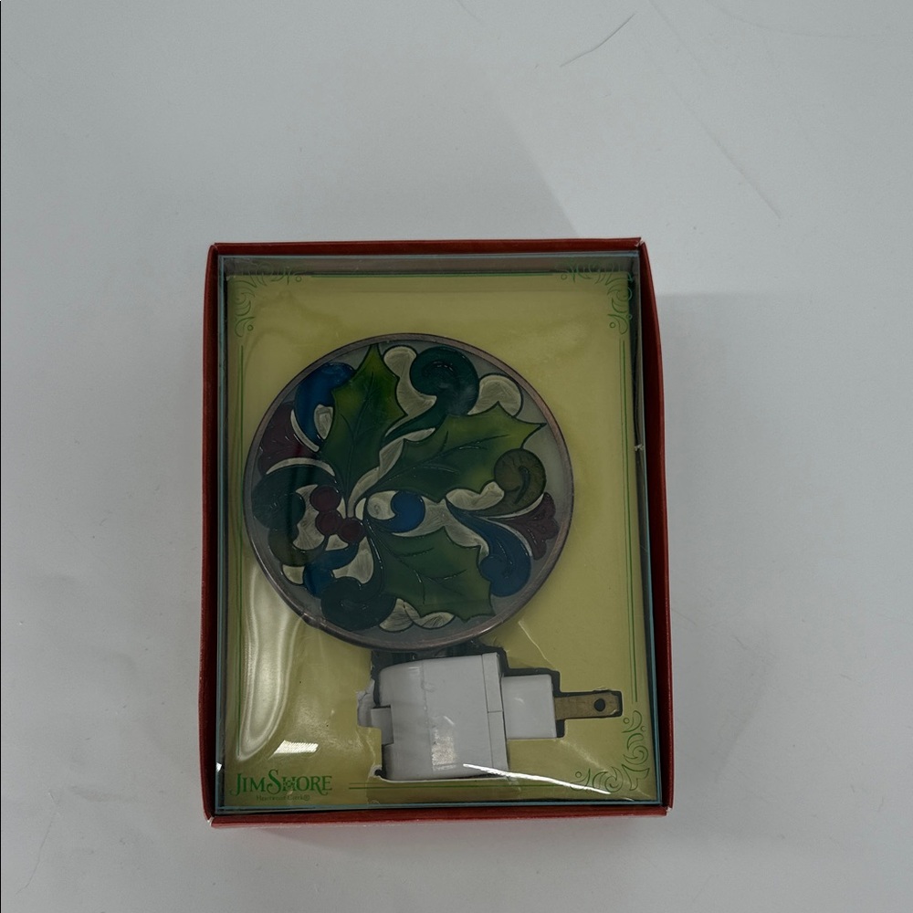 Jim Shore Green and Blue Leaf Night Light NEW
